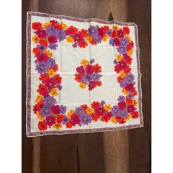 Givenchy Floral Handkerchief Scarf Multicolor Flowers - Picture 1 of 4
